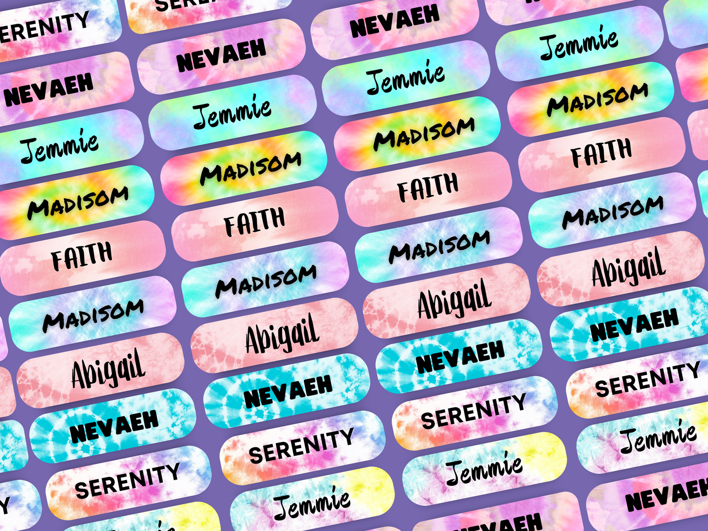 Tie & Dye Label Name Stickers