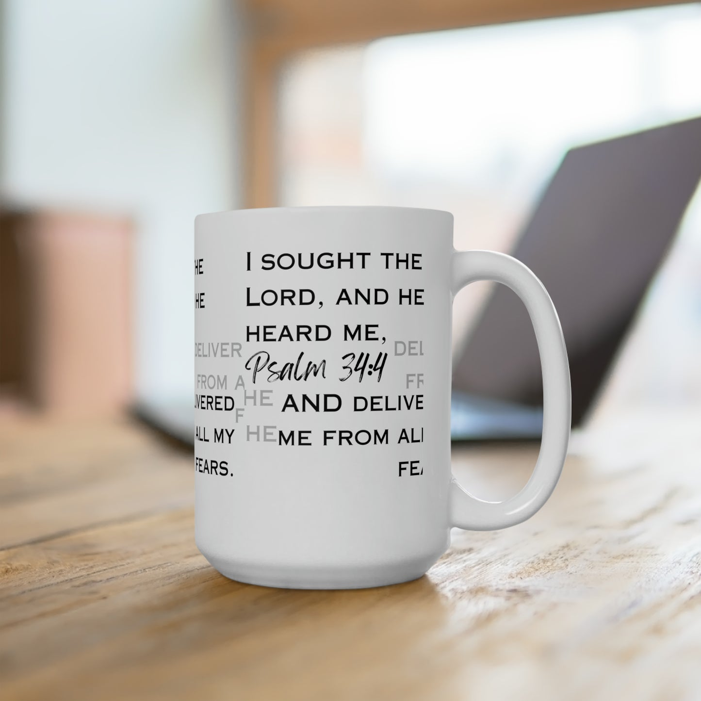 I Sought the Lord White Ceramic Mug 15oz