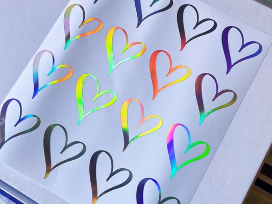 Holographic Stickers Hearts Sheets