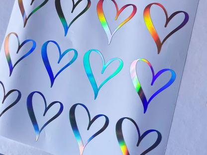 Holographic Stickers Hearts Sheets