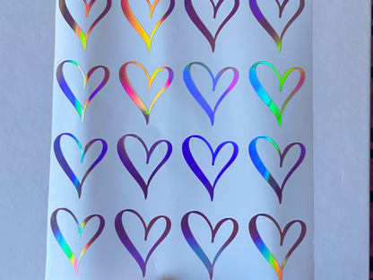 Holographic Stickers Hearts Sheets