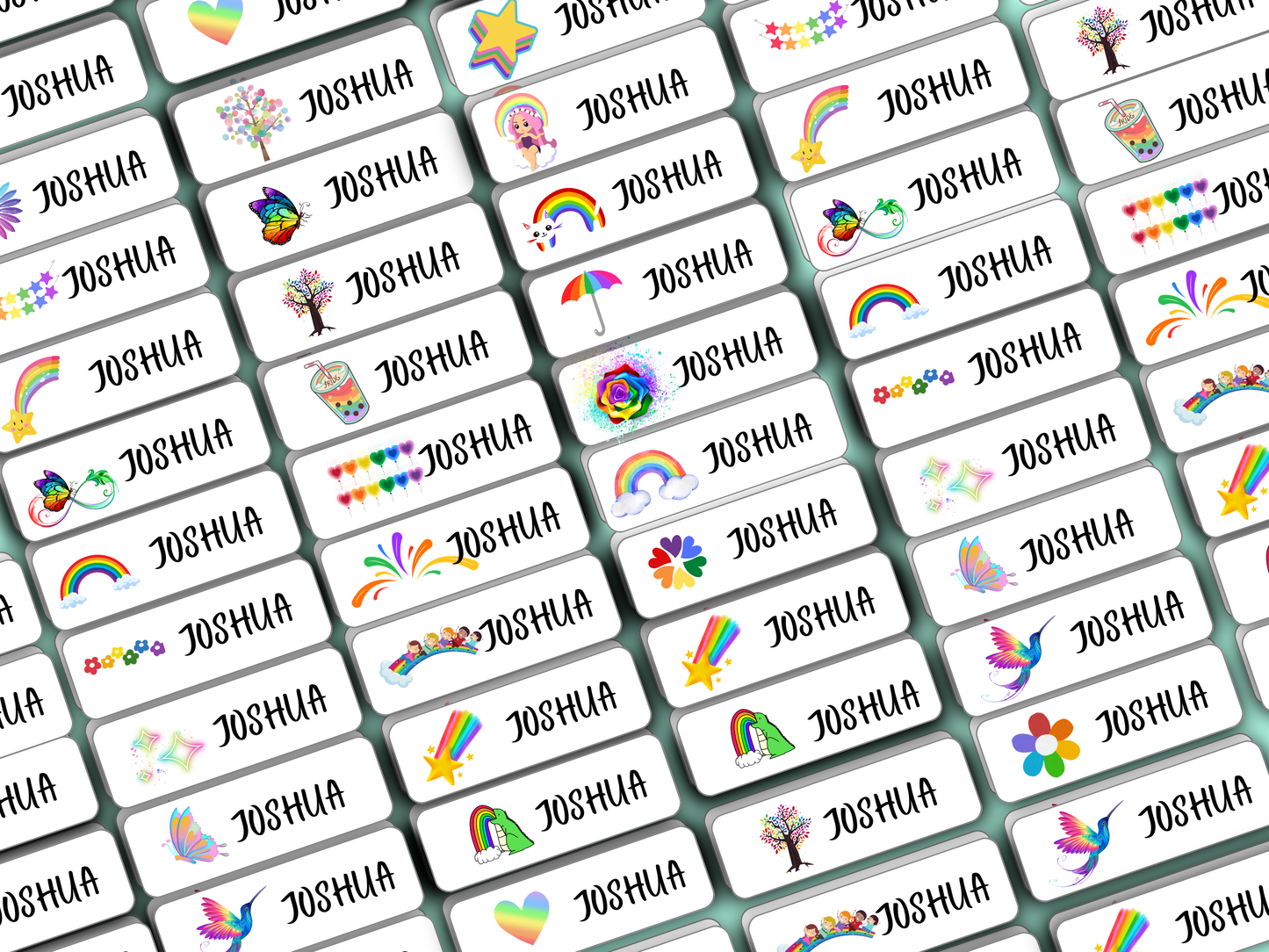 Rainbow Emoji Name Stickers