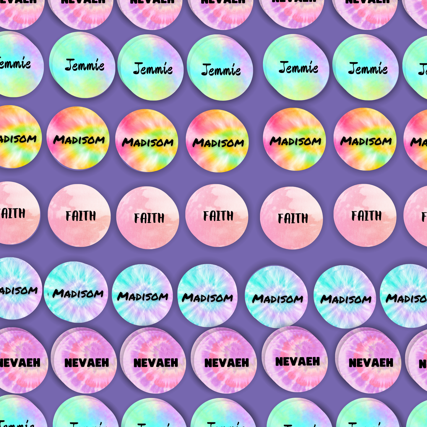 Tie & Dye Label Name Stickers