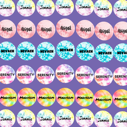 Tie & Dye Label Name Stickers