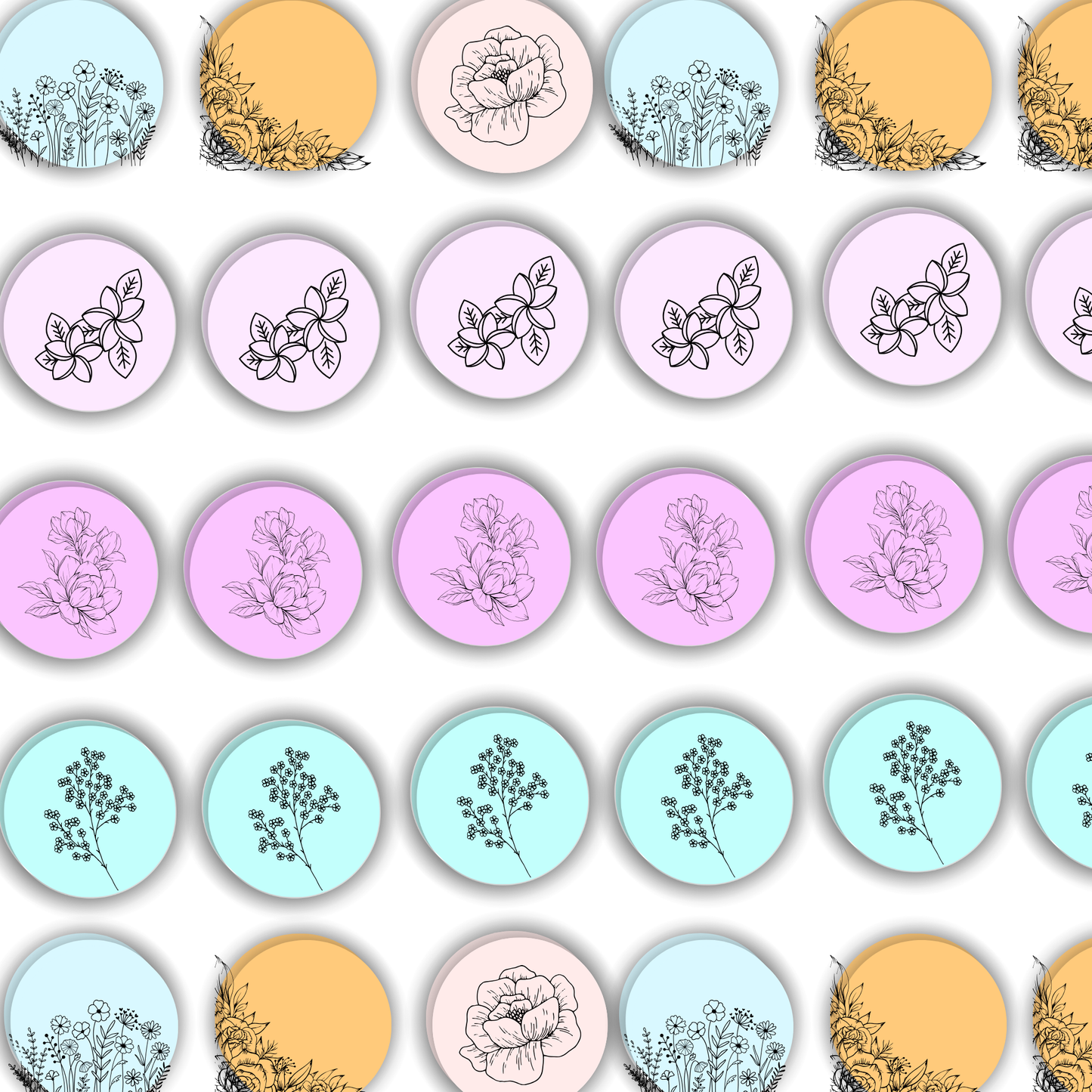 Rose Pattern Label Name Stickers