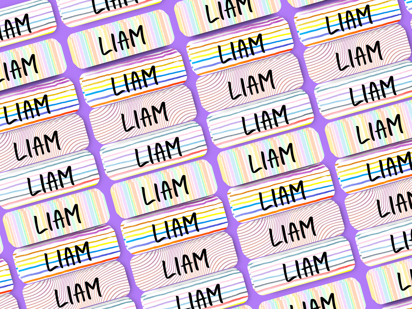 Stripe Pattern Label Name Stickers