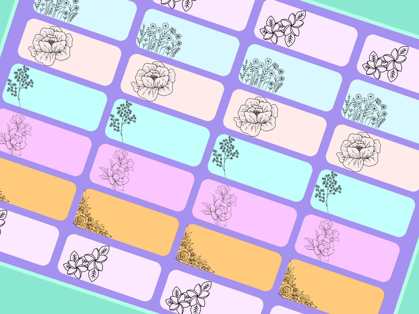 Rose Pattern Label Name Stickers