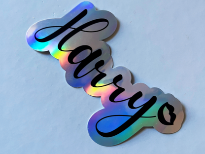 Naomi Kisses Name Holographic Vinyl Decal for Water Bottles, Laptop, Personalized Name Sticker for School Labels, Cute Tumbler Sticker, Custom Name