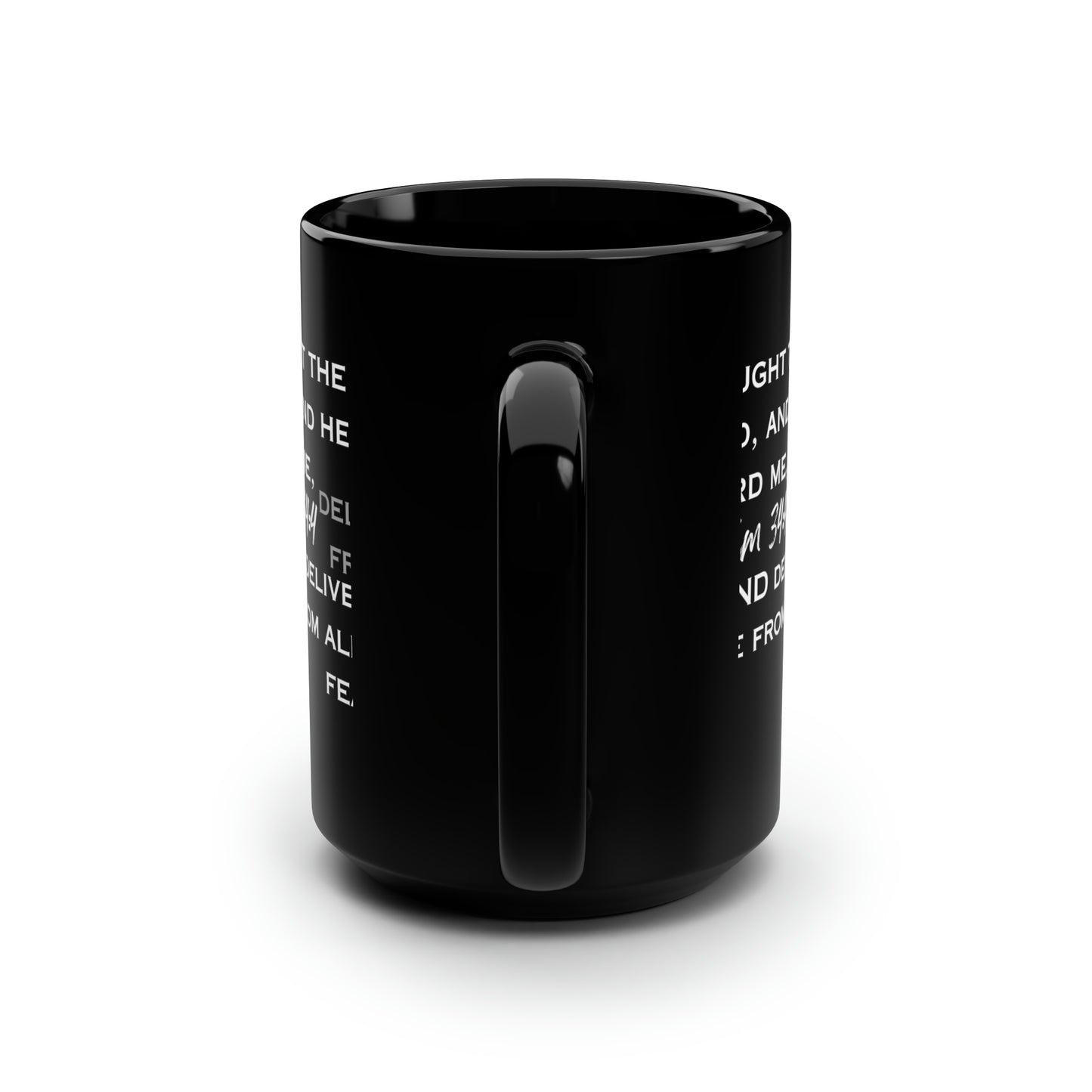 I Sought the Lord Black Mug, 15oz