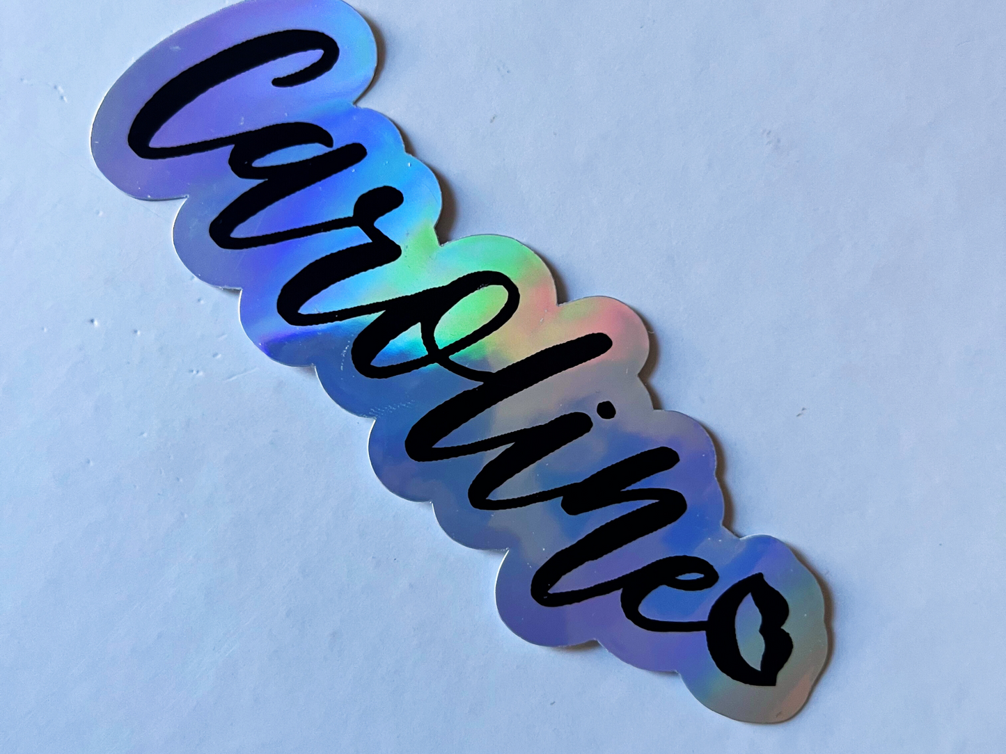 Caroline Heart  Holographic Name Vinyl Decal for Water Bottles, Laptop, Personalized Name Sticker for School Labels, Cute Tumbler Sticker, Custom Name