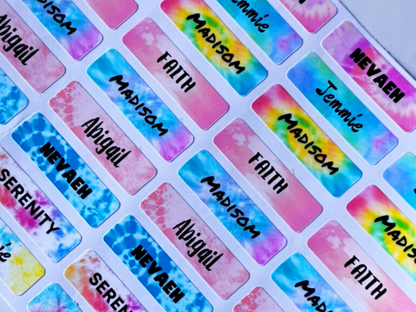 Tie & Dye Label Name Stickers