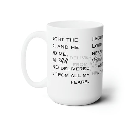 I Sought the Lord White Ceramic Mug 15oz