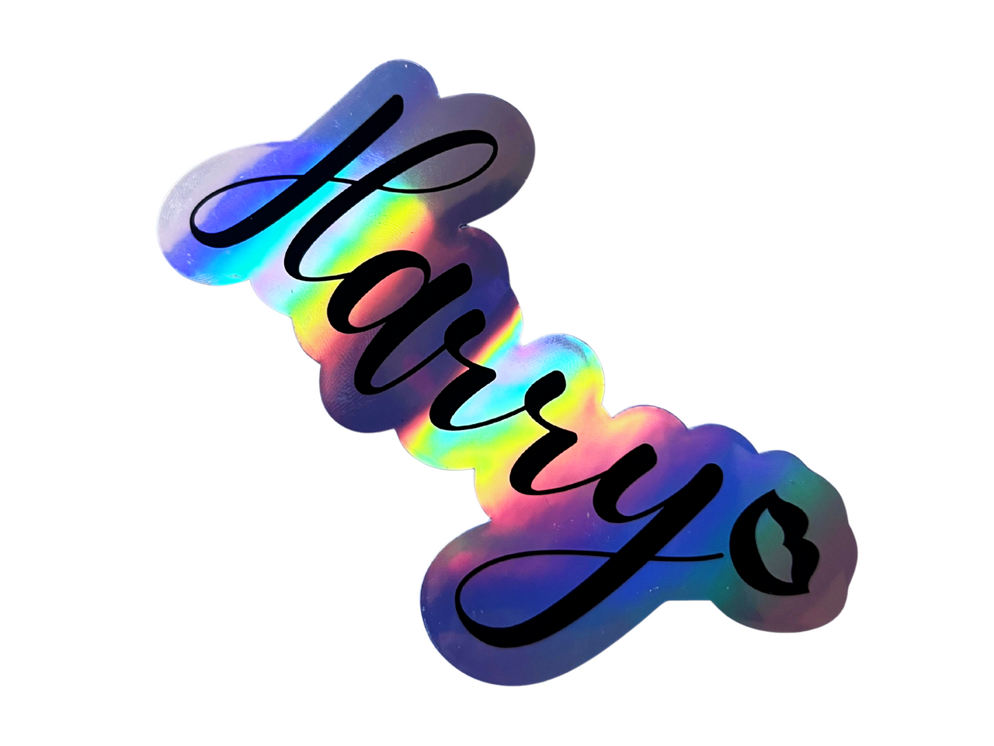 Naomi Kisses Name Holographic Vinyl Decal for Water Bottles, Laptop, Personalized Name Sticker for School Labels, Cute Tumbler Sticker, Custom Name