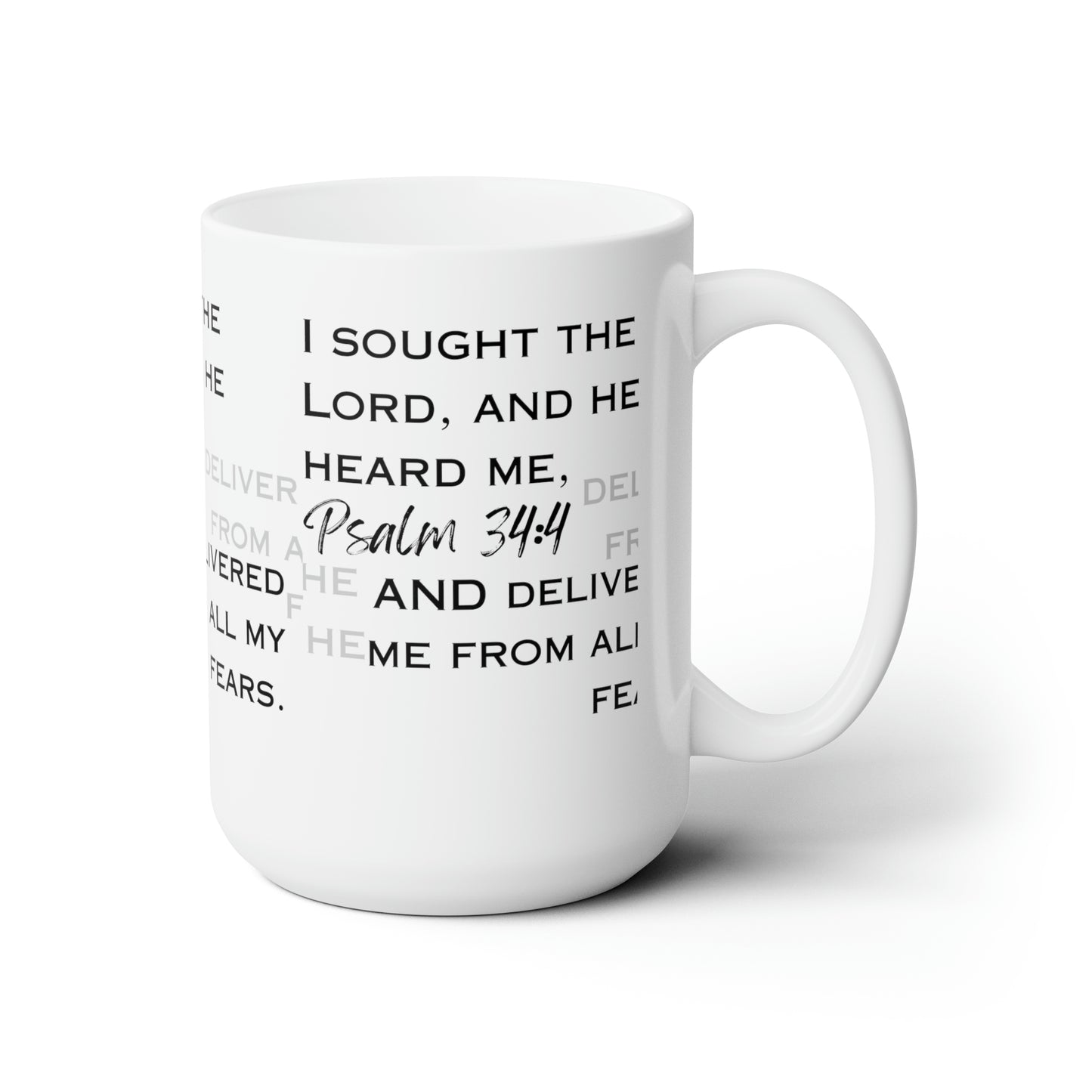 I Sought the Lord White Ceramic Mug 15oz