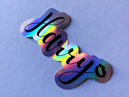 Naomi Kisses Name Holographic Vinyl Decal for Water Bottles, Laptop, Personalized Name Sticker for School Labels, Cute Tumbler Sticker, Custom Name