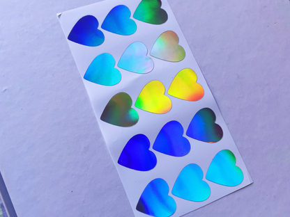 Holographic Stickers Hearts Sheets