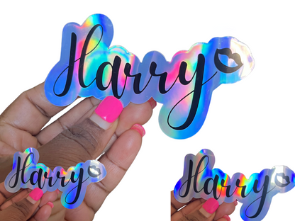 Naomi Kisses Name Holographic Vinyl Decal for Water Bottles, Laptop, Personalized Name Sticker for School Labels, Cute Tumbler Sticker, Custom Name