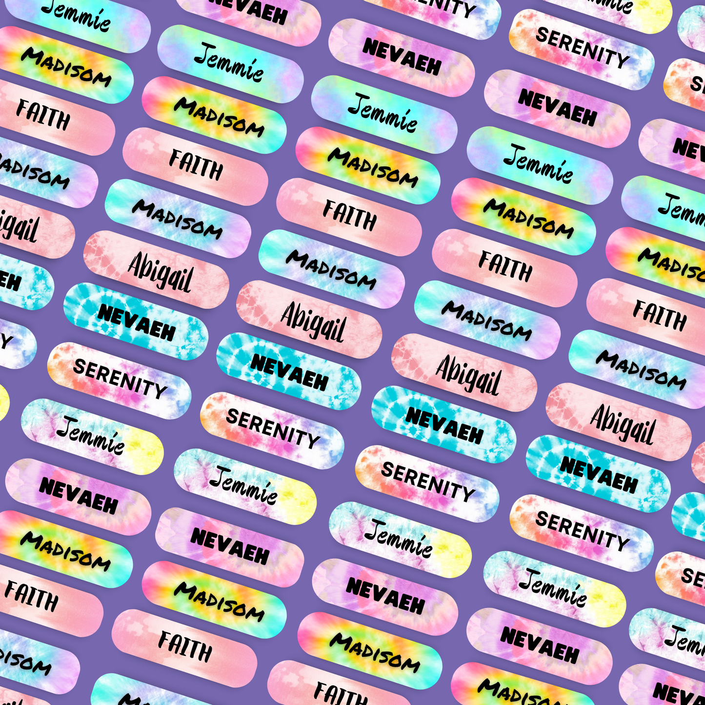 Tie & Dye Label Name Stickers