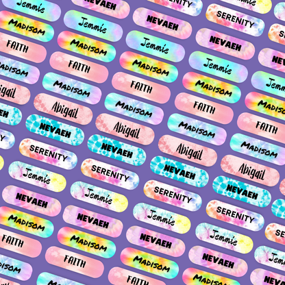 Tie & Dye Label Name Stickers
