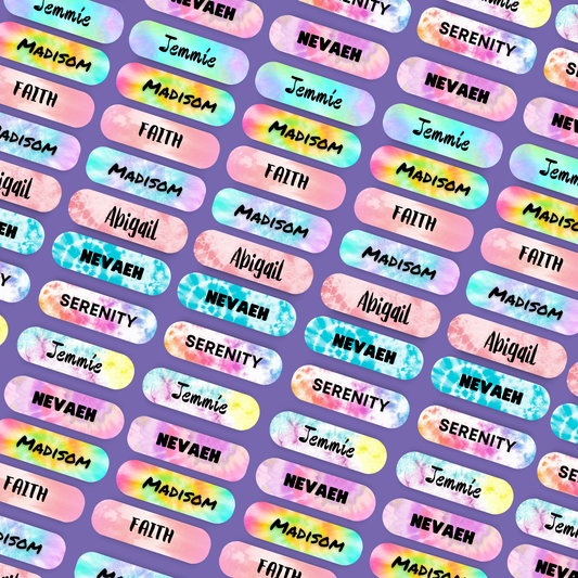 Tie & Dye Label Name Stickers