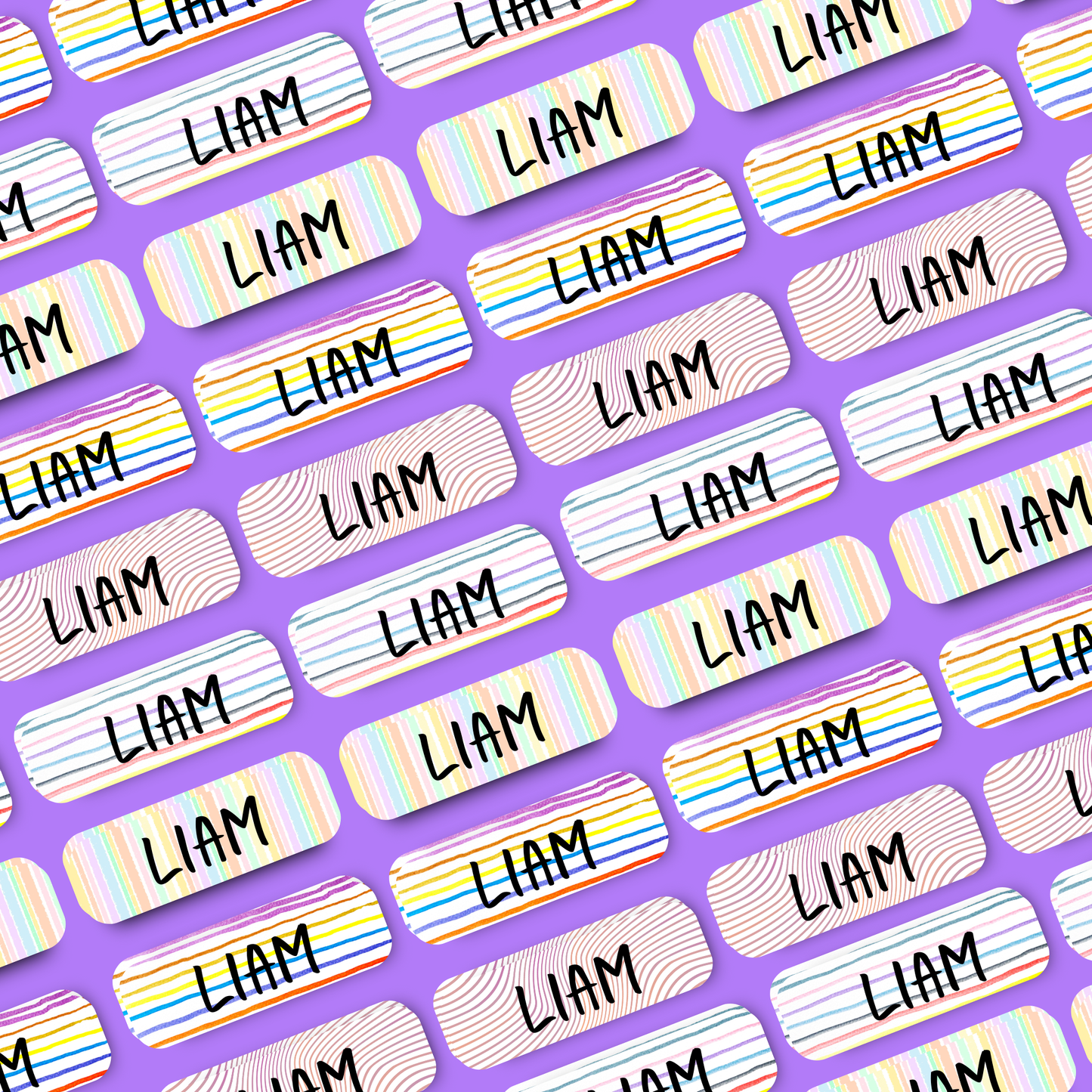 Stripe Pattern Label Name Stickers