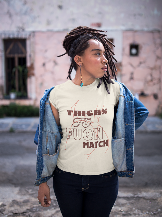Thighs to Fuqn Match Beige Unisex Softstyle T-Shirt