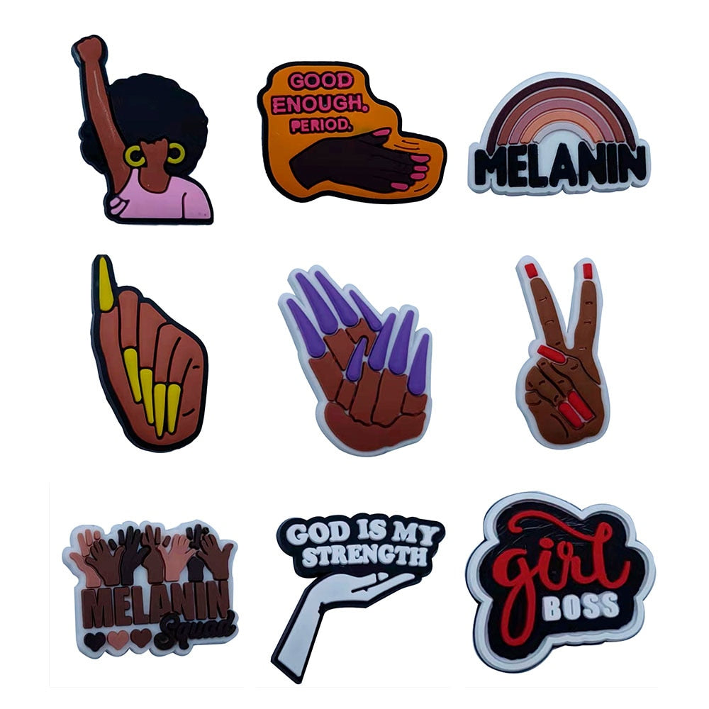 Cartoon Shoe Charms Black Girl Boss Croc