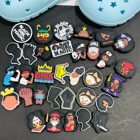 1pcs Medical Black Human Rights Shoe Charms Accessories